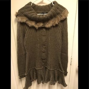 Sweater Dress with faux fur collar